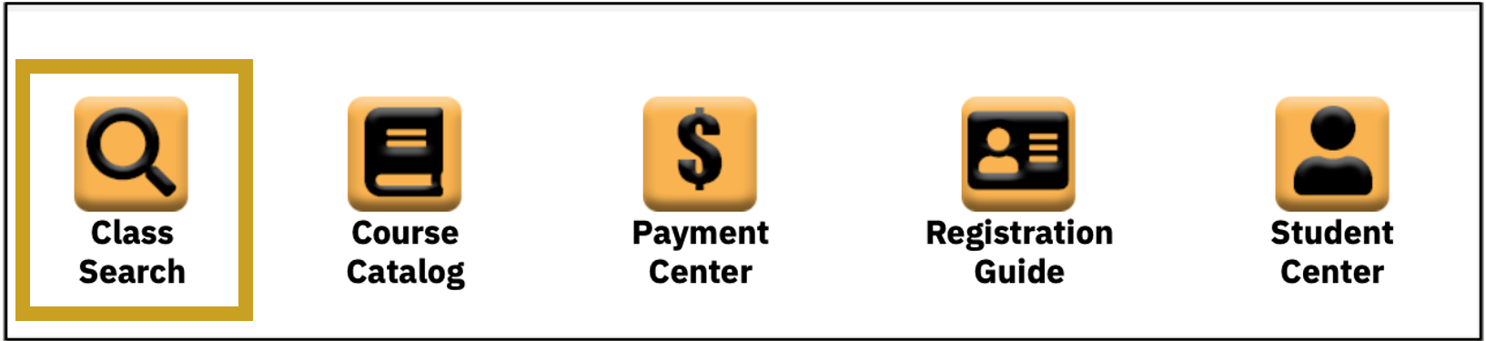 Screenshot with a “Class Search” icon from the homepage of my.nevadastate.edu