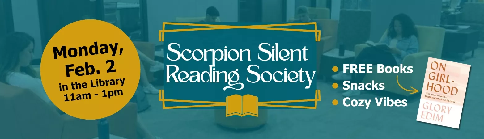 Join us for silent reading and book giveaways in the library on Monday, February 2 from 11am-1pm