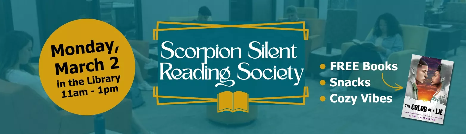 Join us for silent reading in the library on Monday, March 2 from 11am-1pm